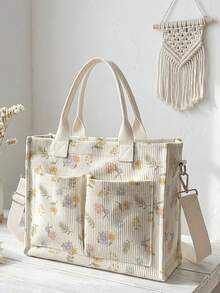 A Large-Capacity Multi-Purpose Tote Bag It Also Features A Unique Colored Flowers Print Pattern. - It Strawberry Be Used As A Shopping Bag, A Handbag Or A Shoulder Bag. This Large-Capacity Thick-Threaded Tote Bag Is Lightweight And Has A Soft Texture. - Multicolor - View 10