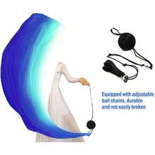 1Sets Multi-Color Dance Silk Veil Poi, Suitable For Party Tap Dance, Belly Dance Performance, Dance Props - White Blue Lake Blue - View 5