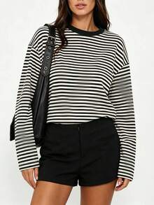Pantalones cortos de pierna recta ajustados de cintura baja para mujer, pantalones cortos mini casuales - Negro - Ver 3