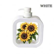 1pc Luxury Floral Sunflower Print Color Block Border Press Dispenser Bottle, Large Capacity Multi-Specification Hand Soap Bottle, Bathroom Toiletries Lotion Dispenser Empty Bottle, Dish Soap Shower Gel Universal Dispenser Container, Household Countertop Storage Daily Necessities - Multicolor - View 12