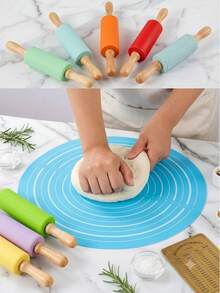 Round Silicone Baking Mat, Non-Stick Kneading Mat, Anti-Slip Pastry Work Surface Mat, Bread/Cake Tray, Non-Stick, Easy To Clean, Non-Stick, With Scale, Reusable Kitchen Tool, Essential Baking Tool, Suitable For Making Cakes, Cookies, Macarons, Bread And Various Pastries, Suitable For Holidays, Parties, Gatherings, Outdoor Picnics, Gift For Family, Mother, Friends - Pink - View 9