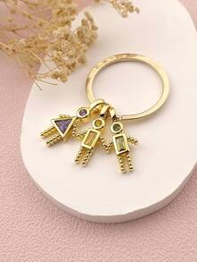 Custom Birthstone Pendant, Personalized Family Keychain, Mini Cute Pendant, Anniversary Gift, Gift For Women, Birthday Gift, Gift For Mom, Mother's Day Gift, Engraved - Multicolor - View 2