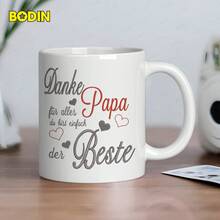 [24-Hour Shipping Within Mexico] Double-Sided Mug, 1 Unit, 11 Oz, Ceramic, Coffee Mug, Coffee Mug With The Words "Danke Papa Für Alles Du Bist Einfach Der Beste" In German, Dishwasher , Funny Coffee Mug, Ideal Gift For Family/Friends/Employees, Gifts For Holidays/Parties/Birthdays, Suitable For Father's Day. - 1 - 查看 2