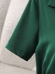 MEXFranclia Vestido de línea A elegante e intelectual con efecto de drapeado en verde apagado, combínalo con accesorios metálicos para un look sofisticadoMEX KAWN - Verde - Ver 7