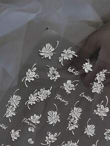 1pc 5D White Blooming Flower Bow Rhinestone Pearl 3D Embossed Nail Art Decor Stickers - White - View 4