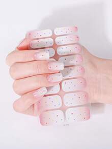 Autocollants pour ongles sans colle rose corail, décalcomanies pour ongles imperméables, couleur unie vert oignon rose dégradé couverture complète - Rose pâle - Voir 4