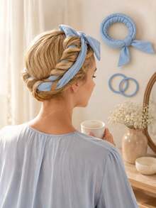 Faixa de Cabelo Ondulado Sem Calor, Scrunchie Ondulado Sem Calor, Faixa de Cabelo Ondulado para Dormir, Ferramenta de Estilo de Ondulação Natural Suave DIY, Ferro de Ondular, Ondulação Sem Calor, Ferro de Ondular, Produtos e Acessórios de Beleza para Salão de Cabelos - Azul bebê - Visão 12