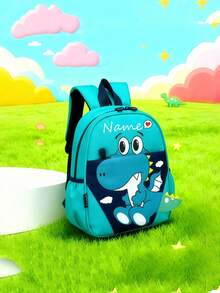 1pc Customizable Mini Back To School Dinosaur Heart Print Backpack, Print Your Name Or Holiday Greetings. Create Your Own Unique Backpack. Fashionable, Cute, Versatile, With Multi-Pocket Design, Suitable For Daily, Outings, Travel, Vacation, School Use. Birthday Gift. - Multicolor - View 11