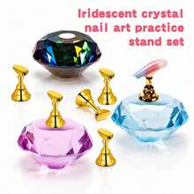 Conjunto de Suporte Magnético para Prática de Unhas com Base de Cristal + Argila Reutilizável, Kit de Treino de Arte de Unhas para Iniciantes - Multicolorido - Ver 7