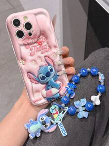 Disney Has Authorized, Phone Case - Chain Set, The Stitch Lilo & Stitch 3D Phone Case Plus A Silicone 3D Stitch Bracelet With Metallic Ring Removable Bracelet, Stitch And Angel Pattern, Compatible With Iphone17/16/15/14/13/12/11/XS/XR/X Plus Pro Max, A Stylish Cartoon Phone Case, The Perfect Gift Choice, Phone Protection, Durable Phone Cover, Great Gift For Friends And Family. - trắng - Xem 2