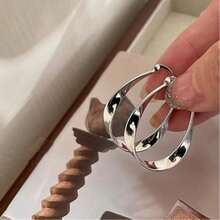 Women's Twisted Oval Earrings, Hypoallergenic, Minimalist Lightweight, Suitable For Sensitive Skin, Personalized Fashion Accessory - 504 Gold - View 8