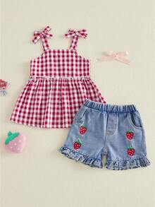 Baby Girls Tank Top Co-Ords - Red - View 1