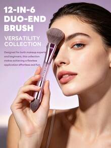 MAANGE 6 pièces Ensemble de pinceaux de maquillage professionnels à double extrémité, kit de pinceaux de maquillage de voyage portable, comprend des pinceaux pour le visage, des pinceaux pour les yeux, des pinceaux de détail et d'autres outils de maquillage, convient pour les voyages et les rendez-vous, peut être utilisé comme cadeau pour les femmes - Multicolore - Voir 6