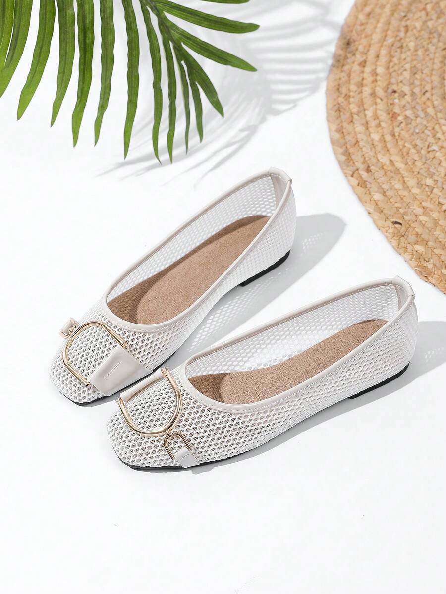 Square Toe Mesh Shoes, Sexy Mary Jane Sandals, Breathable Summer - Chantilly - View 1