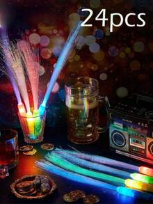 24/12/1pc LED Fiber Optic Wands For Various Holiday Parties. Suitable For Parties, Holiday Parties, Home Parties, Gatherings, Bars, Birthdays, Concerts, Festivals, Nightclubs, Party Lighting Supplies, Graduation Decorations, Birthday Gifts, Birthday Parties, Bachelor Parties, Graduation Party Supplies, Gift Recommendations, Neon Parties, Glowing Party Supplies, - Multicolor - View 10
