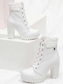 Women Fashion Boots - White - View 1