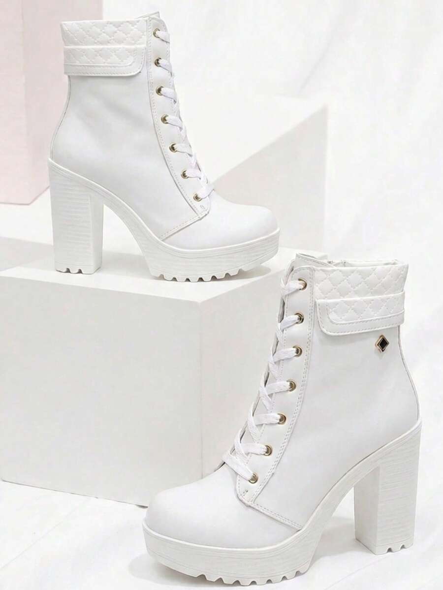 Women Fashion Boots - White - View 1