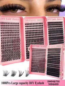 1008/832/384pcs Individual False Eyelashes, Eyelash Book, Cluster False Eyelashes, DIY Home Eyelash Extension, Cluster False Eyelashes, Individual False Eyelashes, False Eyelashes, Natural Lashes Vs Thick Lashes, DIY Cluster Lashes, Korean Lashes, Medusa Lashes, Angel Lashes, Reusable Lash Clusters, D-Curl Flared Individual False Eyelashes, L-Curl Outer Corner Lifting + Transparent Stem + Natural Length Is The Golden Combination, Beginner Starter Kit, Easy DIY Application, Suitable For Beginners, Reusable, Suitable For Daily Wear, Festivals, Performances, Etc. - L - 查看 8