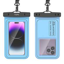 TOPK E09 Waterproof Phone Pouch, Universal Touchscreen Dry Bag With Adjustable Lanyard, Fits 4–7 Inch Smartphones For Swimming, Beach, Kayaking, Snorkeling And Outdoor Activities - Blue - View 10