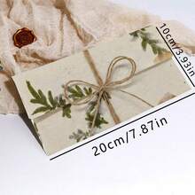 1/5/10个装手工植物纸信封，尺寸为3.93 x 7.87英寸（10 x 20厘米） - 适用于婚礼请柬、贺卡、公告和手工项目，不含黄麻绳 - B - 查看 3