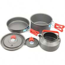 5pcs -20pcs Set TMKOOL Camping Cookware Mess Kit Outdoor Hiking Backpacking Picnic Cooking Bowl Non Stick Pot - default - View 3