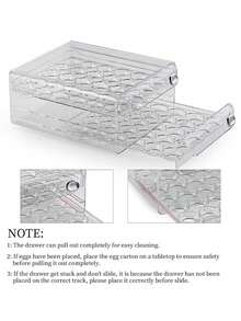 1pc 30/60egg Adjustable Refrigerator Egg Storage Box, Drawer Organizer, Space-Saving Refrigerator Storage Box, Easy To Install, Durable Plastic Structure, Refrigerator Egg Storage Box, Large Egg Stand, Stackable Egg Storage Box. - Clear - View 8