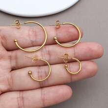 4pcs Stainless Steel Huggie Half Hoop Earrings Cartilage Helix Open Hugging Earrings For Women Lightweight Hypoallergenic Dainty Hoop Earrings For DIY Craft Accessories - Multicolor - View 3