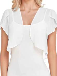 1 chiếc áo khoác cape mùa hè thanh lịch dành cho nữ, chất liệu chiffon mềm mại, thích hợp làm áo choàng cưới, áo khoác bolero dài và trang phục dạ hội. - Nhiều màu - Xem 2