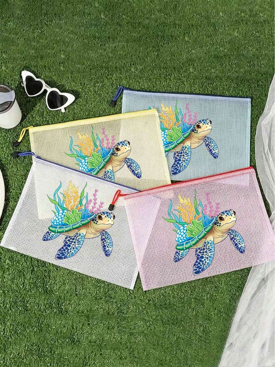 這款時尚防水網格海灘包採用動物印花設計。透明大容量設計配有尼龍拉鍊。輕巧便攜,可裝防曬霜、零食、比基尼上衣和其他海灘必需品。非常適合春夏季旅行,耐用且適用於游泳、海灘活動、潛水、夏季旅行和返校季節。 - 彩色 - 查看 1