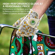 FINGER TEN Men's Golf Glove Left Hand With Ball Logo 1pc, Suitable For Right-Handed Golfers, Fashionable Pattern All-Weather Comfortable, Enhances Swing Confidence, Size Options S/M/ML/L/XL - White - View 6
