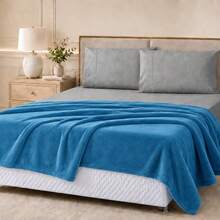Manta Cobertor Fleece Microfibra 180 Fios Ultra Soft 01 Peça Toque Aveludado Solteiro Casal Queen - Azul - Visão 9