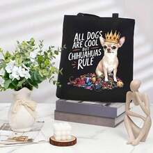 Free Shipping, Local Delivery In Mexico. Delivery In 4 Days. Chihuahua Crown Print Handbag - All Dogs Are Great, But Chihuahuas Are The Coolest. Durable Polyester Material, Suitable For Outdoor Picnics, Holidays, And Travel. Casual Style, No Zipper, Hand Washable. Outdoor Handbag | Funny Dog Pattern | Durable Shoulder Bag - 白色 - 查看 3