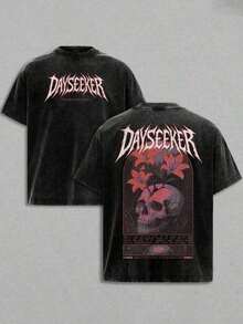 Ropa de Hombre, Camisetas Gráficas para Hombre, Camiseta Dayseeker Creature Metal Skull, Lavado Vintage, Lavado Ácido, Algodón Grueso, Camiseta Unisex de Banda de Rock, Retro Metalcore, Ropa Urbana, Mercancía de Concierto Y2K, Envío Gratis, Conjunto a Juego para Parejas, Camisetas Gráficas, Camisetas para Hombre, Ropa de Hombre, Camiseta Gráfica Retro Lavada Negra "System" - Corte Oversize, Estilo de Banda de Metal Alternativo, Diseño Gráfico Divertido, Cuello Redondo, Adecuada para Adultos, Ropa Casual Versátil, Aspecto Vintage Desgastado, 100% Algodón, Camiseta Estampada. - Negro - Ver 1