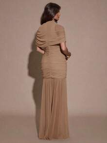 Women Midi Dresses - 卡其色 - 查看 3