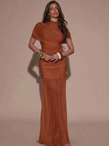 Women Midi Dresses - Oksida coklat - View 3