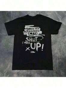 Men's Self Indulgence Album Print T-Shirt, Short Sleeve, Perfect For Holidays, Spring And Summer. A  Spring Tee For Music Fans, Stylish And Breathable, Durable, Lightweight Material. Fashionable Clothing For Festivalgoers And Shoppers. Sizes L-3XL For Men. KOWS EPZV - 黑色 - 查看 1