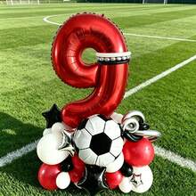Ensemble de ballons de football rouge & noir, comprend des ballons en feuille rouge en forme de chiffres, des ballons en feuille de football, des ballons en feuille en forme d'étoiles, des ballons en latex, convient comme cadeau surprise pour fils et fille, parfait pour une fête d'anniversaire sur le thème du football et d'autres occasions - Voir 18