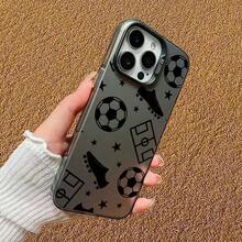 Luxury Football Design Clear Phone Case | Colorful Silver Gradient | Excellent Texture | Built-In High-End Filters | Durable Pattern | Shockproof And Drop-Proof | Non-Slip Brushed Finish | Subtle Luxury | Suitable For 17, 16, 15, 14, 13, 12, 11-Inch Phones. A Great Gift Choice And A Must-Have For Personal Use! (17-Inch Pro Max Case, Phone Cases, 13-Inch) - 黑色 - 查看 3