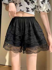 1PC Breathable Multi-Layer Lace Safety Skirt Pants For Women, Spring Thin Anti-Exposure Loose Non-Curling Base Shorts Pumpkin Skirt - Multicolor - View 4