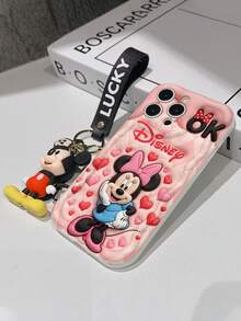 This Disney Mickey Mouse Lanyard Phone Case Is Fully Covered In TPU Material. It's Shockproof, Lightweight, And Compatible With IPhone17/16/11/13/15/15 Plus/15 Pro/15 Pro Max/12/14 Pro Max/11 Pro Max/12 Pro/12 Pro Max/13. This Phone Case Makes A Popular Birthday Gift Or Business Gift; It's Durable, Stain- And Fingerprint Resistant, And Suitable For Both Men And Women. The Set Also Includes A Mickey Mouse Phone Case And A Mickey Mouse Plush Bracelet. It's A Perfect Gift For Friends And Family. This Stylish Phone Case Is Fun, Lightweight, And Durable. IPhone17 Pro Max Phone Case, Minnie Mouse Phone Case. - trắng - Xem 6