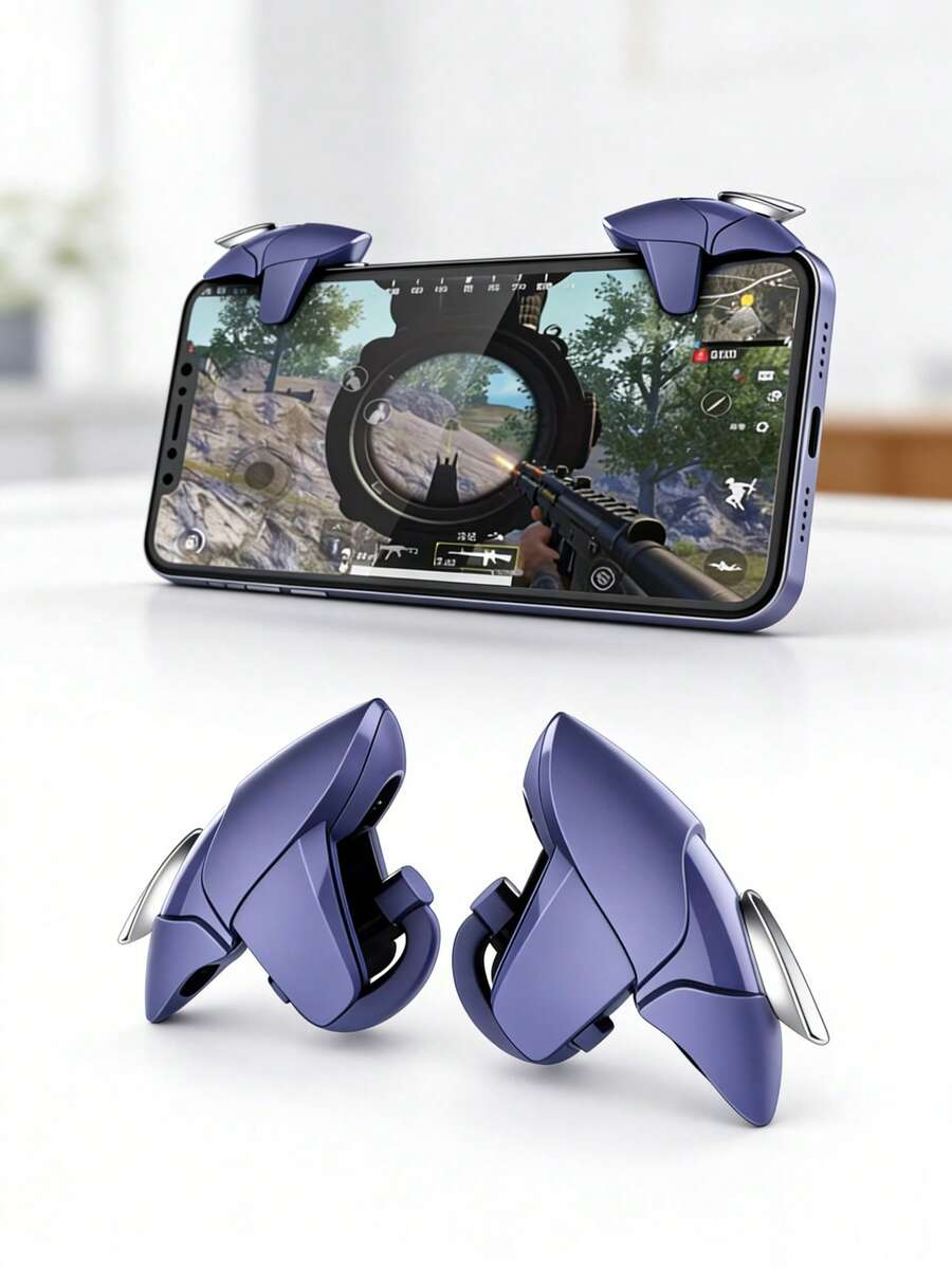 1 cặp nút cò chơi game di động, bộ điều khiển game vật lý nhạy bắn và ngắm, kẹp điện thoại mạ kim loại cho game bắn súng, tương thích với hầu hết smartphone