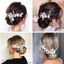 Yqq 5 Pieces Crystal Pearl Hair Pins For Women, Bridal Headpiece, Pearl Hairpins, Wedding Flower Hair Clips CrystalPearl Bridal Headpiece Hair Accessories 5 Pcs - 5 Pcs - 查看 5
