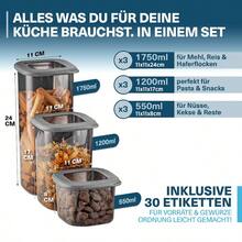 EVLINYA Lebensmittelbehälter Behältersets – Frischhaltedosen Set mit Deckel, stapelbare Aufbewahrungsbox als Küchen Organizer und Kühlschrank Organizer, für Lagerung von Lebensmitteln und Küchenorganizer und Aufbewahrung – 12-teiliges Mix Set Anthrazit - Übersicht 3