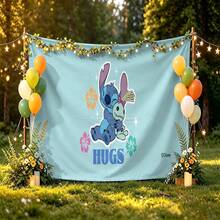 Tấm thảm trang trí tường Disney Lilo & Stitch Cozy Tropical Hugs, màu xanh nhạt dễ thương, chất liệu vải mềm mại, thích hợp cho phòng ngủ, tiệc tùng và chụp ảnh. - 0 - Xem 4