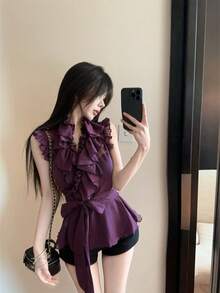 Women Blouses & Shirts - Purple - View 1
