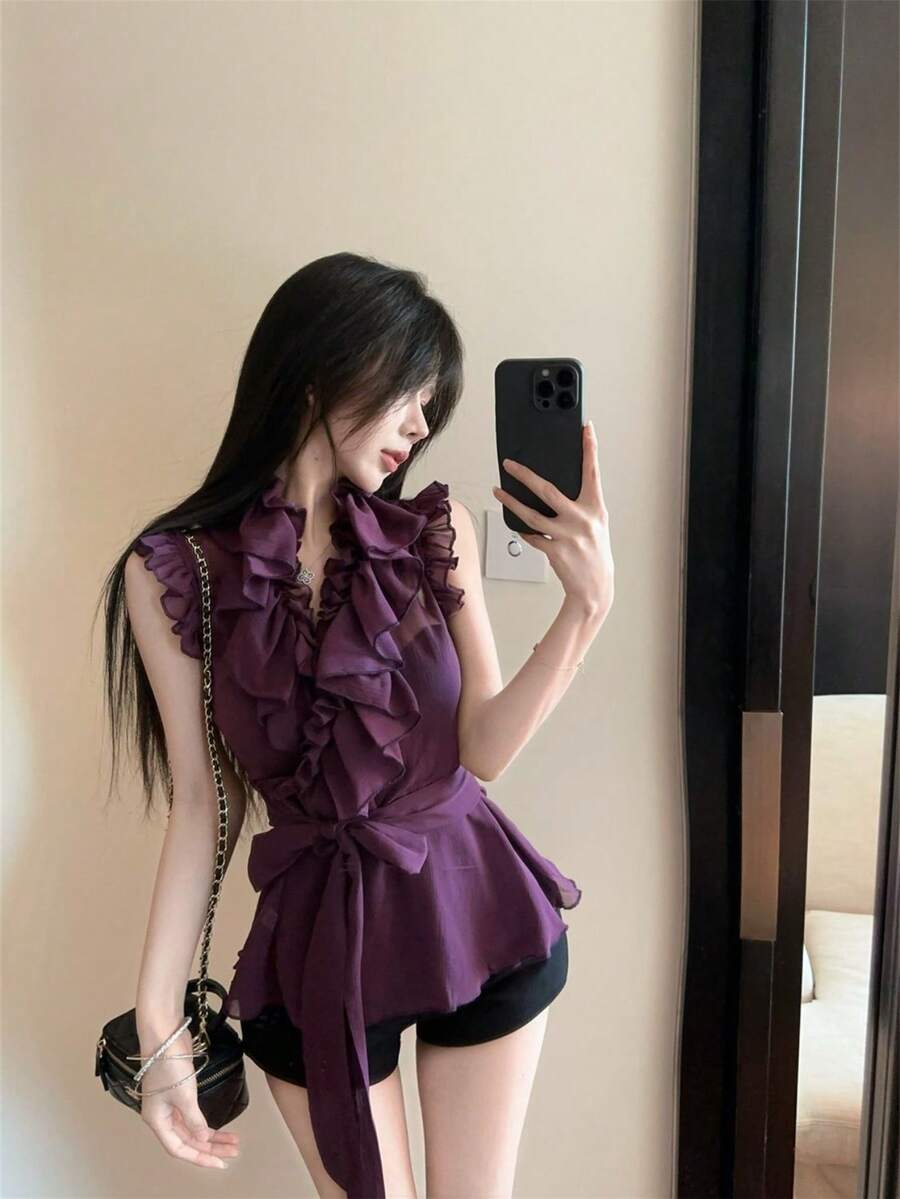 Women Blouses & Shirts - Purple - View 1