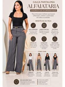 Kit Of 2 Elegant Tailored Women's Wide Leg Pants With Belt - 焦糖色/米色 - 查看 2