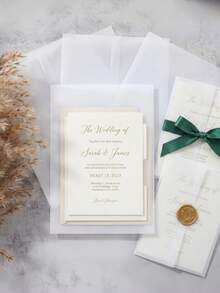 50 piezas de sobres pre-plegados, adecuados para invitaciones de 5x7 pulgadas - Semitransparentes 5x7 - Pueden usarse como forros de sobres - Adecuados para invitaciones de boda, cumpleaños y baby shower - transparente - Ver 2