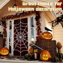 2pcs Spider Web Halloween Decorations, Outdoor Scary Haunted House Wall Decor Suitable For Halloween Party Hanging Decoration - Multicolor - View 6