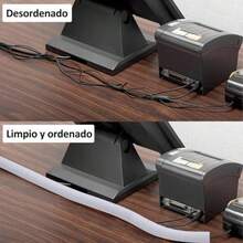 Organizador de Cables Cubre Cables Manguito de Gestión de Cable Auto Cierre Recoge Cables, Protector de Cables Escritorio, Esconder Cables, Protector Cable Negro - Blanco 3mx13mm - Ver 6
